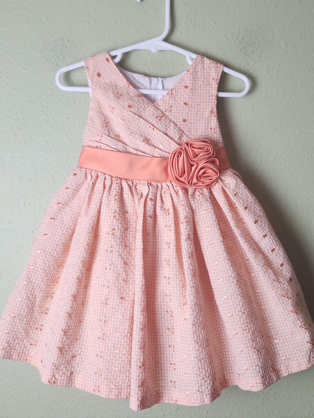 Jessica Ann Girls Size 2T Peach Floral Sash Party Dress